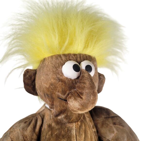 Chosun Caveman Troll Plush 16" Yellow Hair Tiger Print Outfit Stuffed Toy VTG - Picture 8 of 13